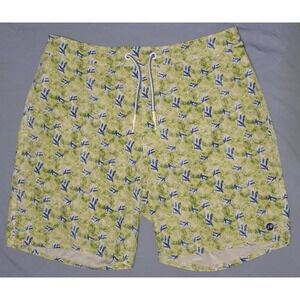 Johnnie-O Mens Swim Trunks Shorts‎ Half Elastic Citrus Lemon Print XL